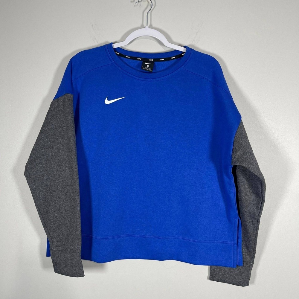 Nike Crew Neck Sweatshirt‎ Womens Large Royal Blue Gray Pullover Sporty Athletic